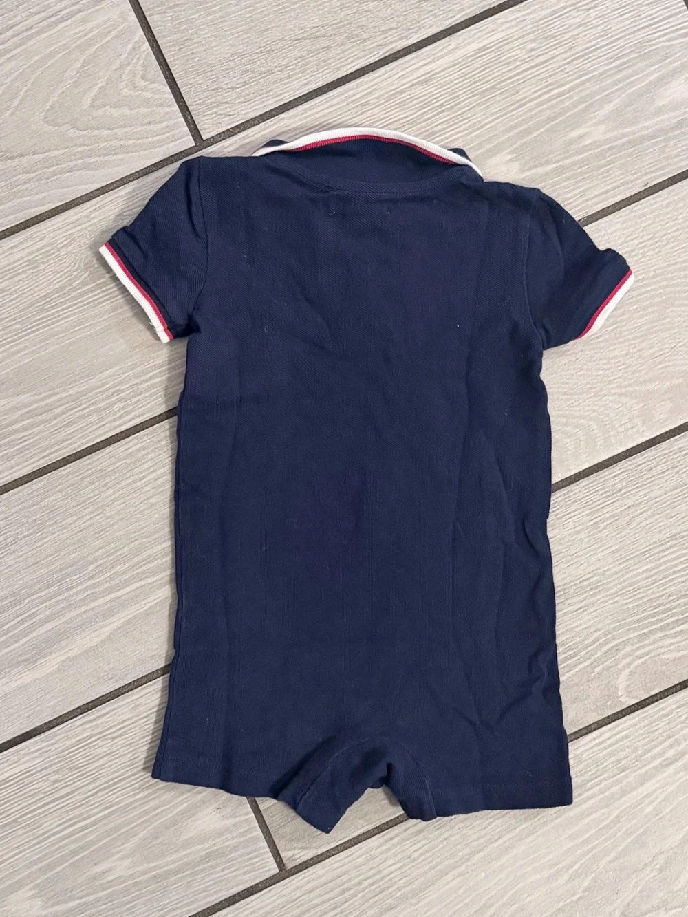 Ralph Lauren Navy Polo Shortall with Red Pony & White/Red Trim-12 months